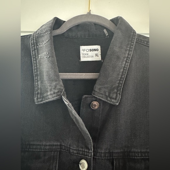 Ci Sono Black Pearl-Studded Jean Jacket - Picture 3 of 4